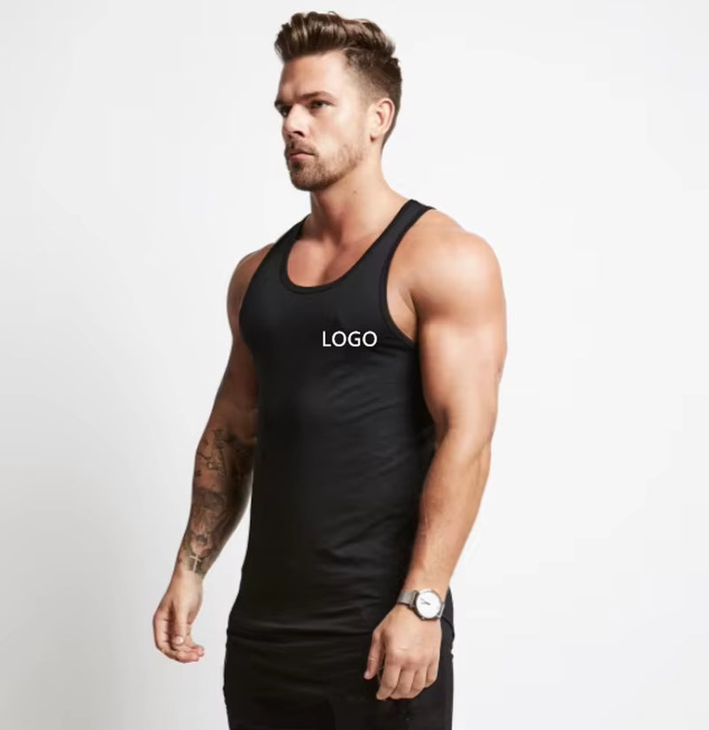 Wholesale Custom Cotton Stringer Gym Vest Fitness Singlet Workout Muscle Bodybuilding Mens Tank Top