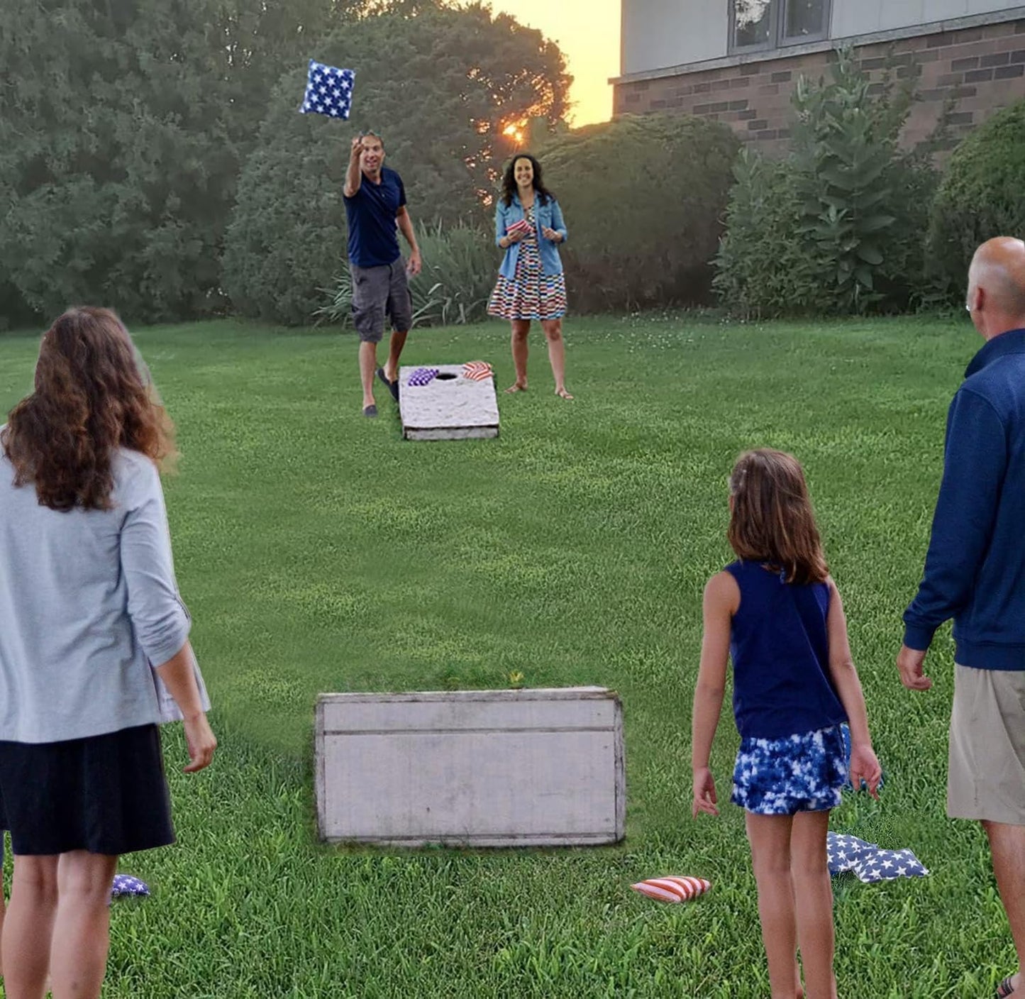 Cornhole Bean Bags Regulation: American Flag Corn Hole Beanbags Toss Game Set 8 Star and Stripes Outdoor Teams Tournaments Summer