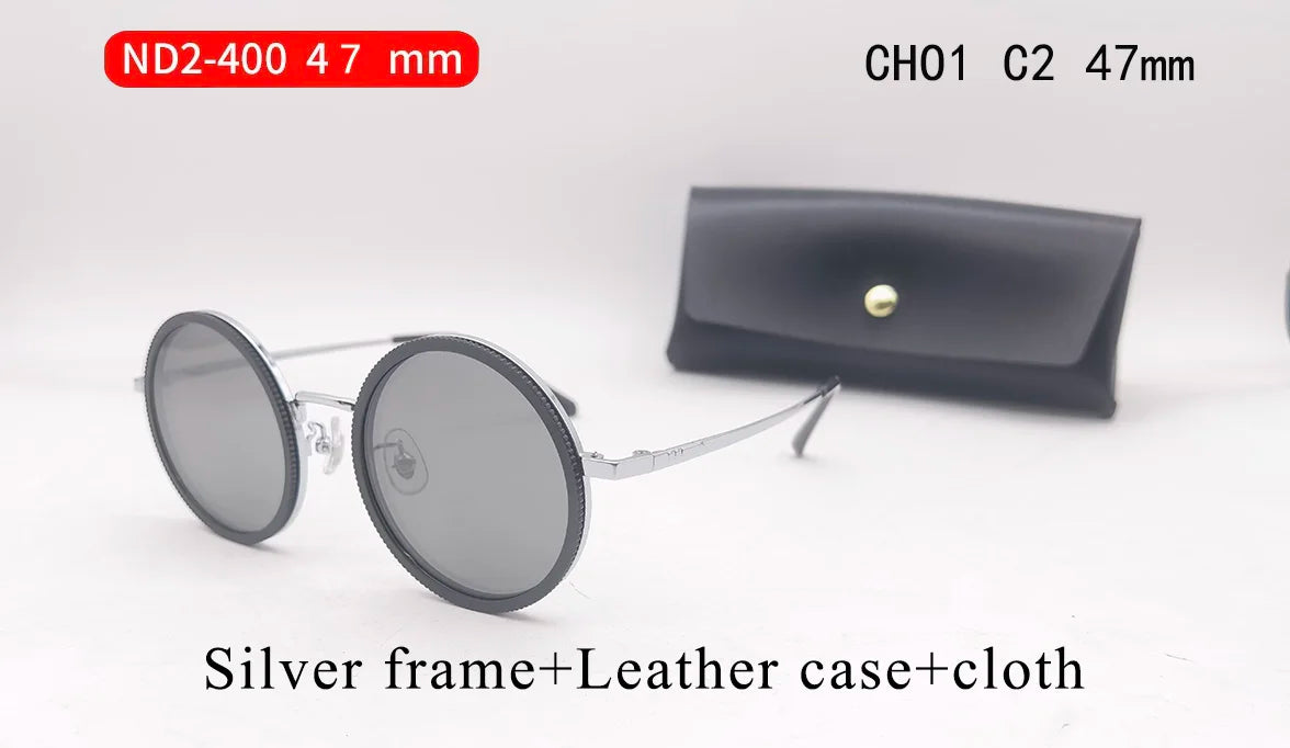 Handmade ND9 adjustable dimming sunglasses Retro Punk round men's outdoor fishing UV400 polarized driving sunglasses for women