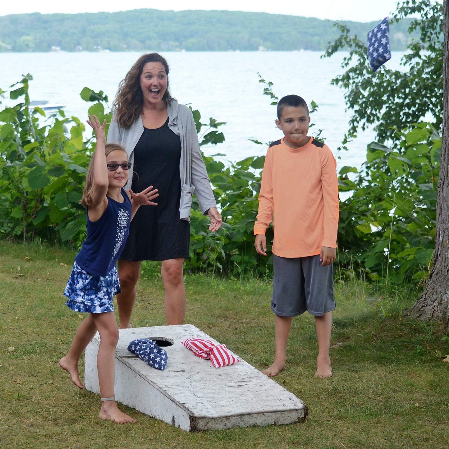 Cornhole Bean Bags Regulation: American Flag Corn Hole Beanbags Toss Game Set 8 Star and Stripes Outdoor Teams Tournaments Summer