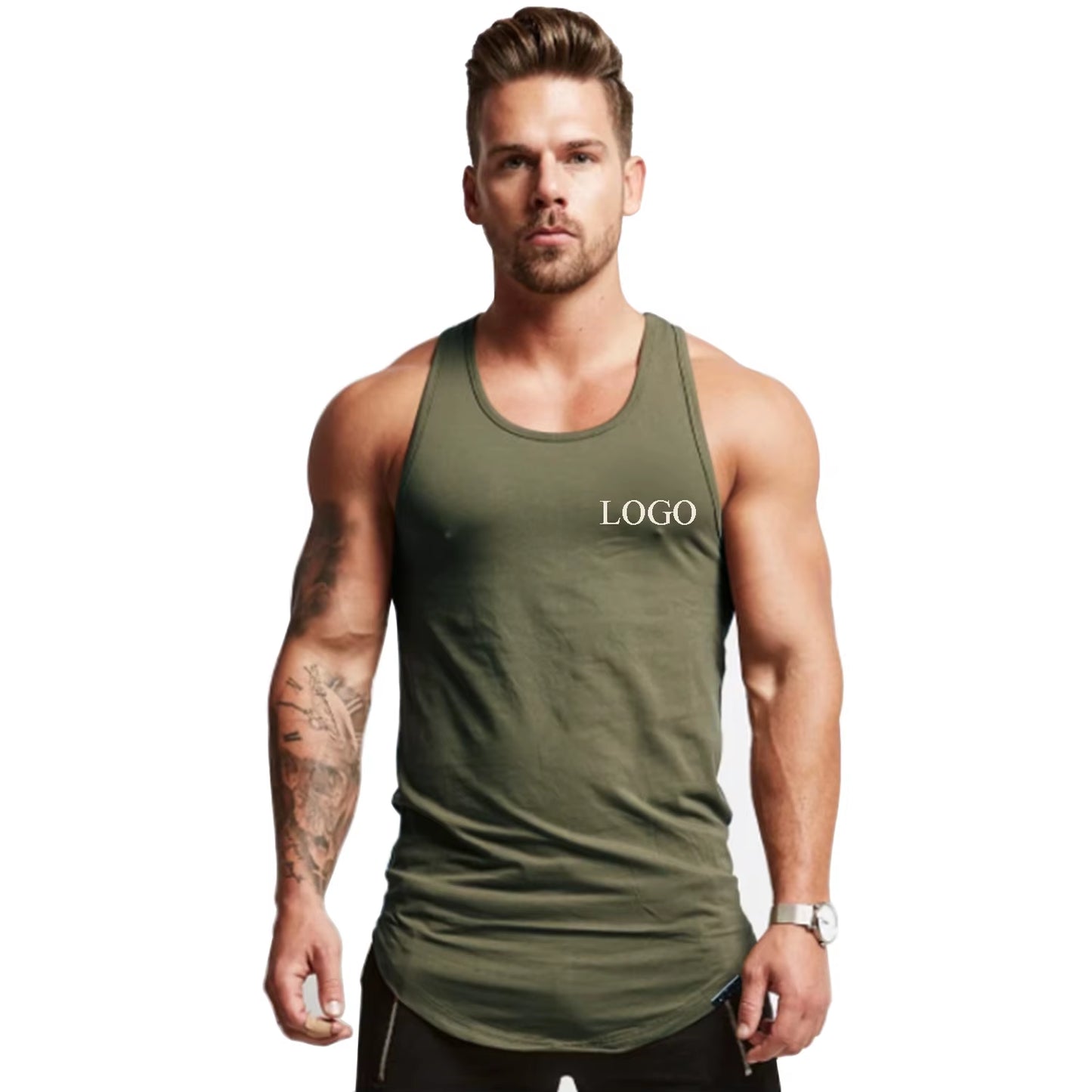 Wholesale Custom Cotton Stringer Gym Vest Fitness Singlet Workout Muscle Bodybuilding Mens Tank Top