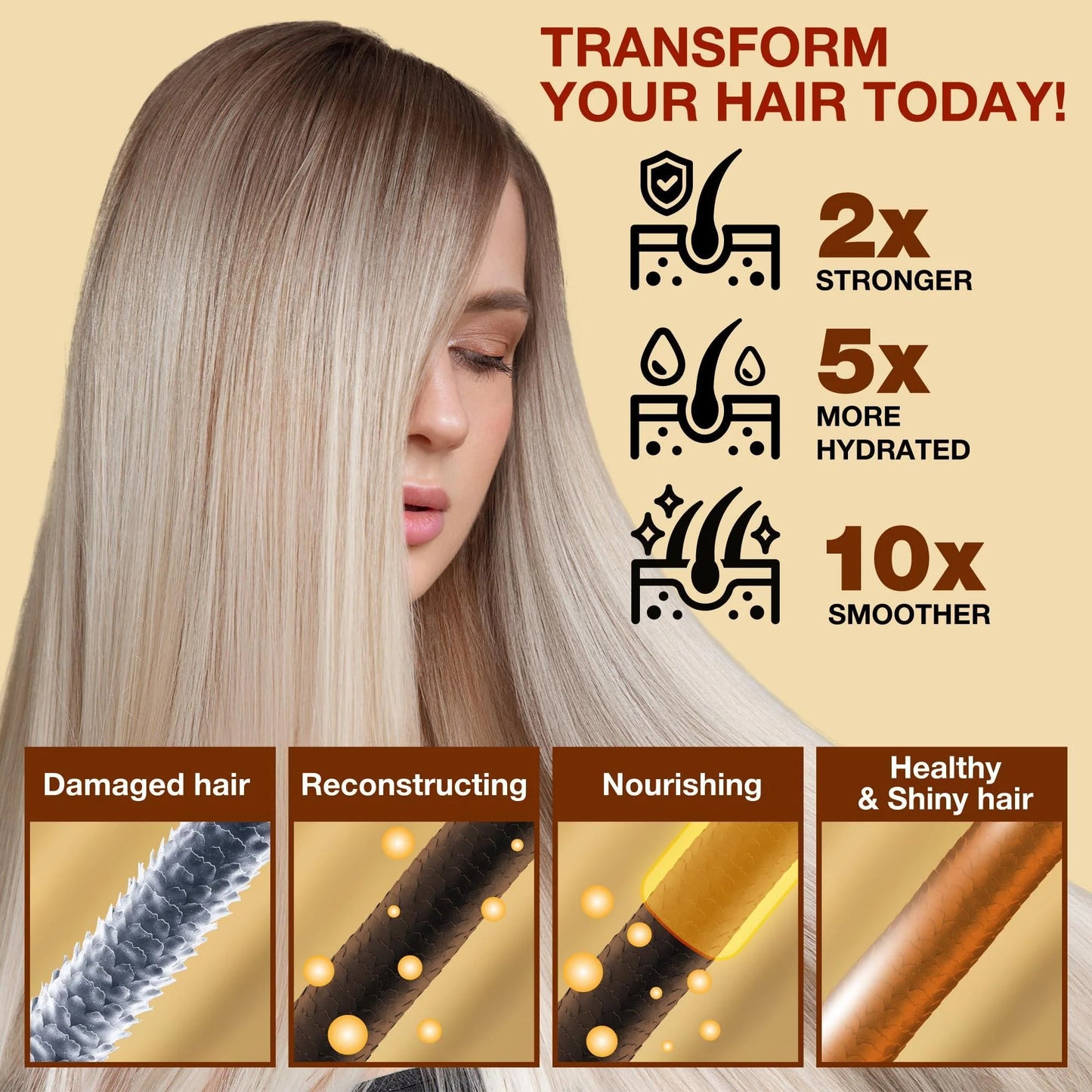 Hair Mask for Dry Damaged Hair with Collagen Biotin Argan Oil Helps Repair Hair
