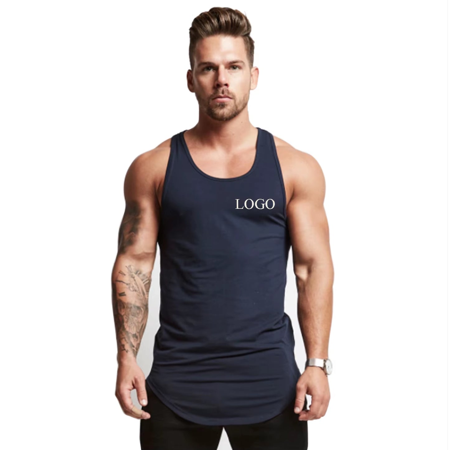 Wholesale Custom Cotton Stringer Gym Vest Fitness Singlet Workout Muscle Bodybuilding Mens Tank Top