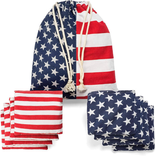 Cornhole Bean Bags Regulation: American Flag Corn Hole Beanbags Toss Game Set 8 Star and Stripes Outdoor Teams Tournaments Summer