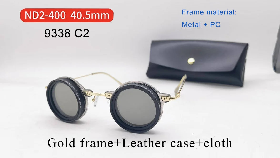 Handmade ND9 adjustable dimming sunglasses Retro Punk round men's outdoor fishing UV400 polarized driving sunglasses for women