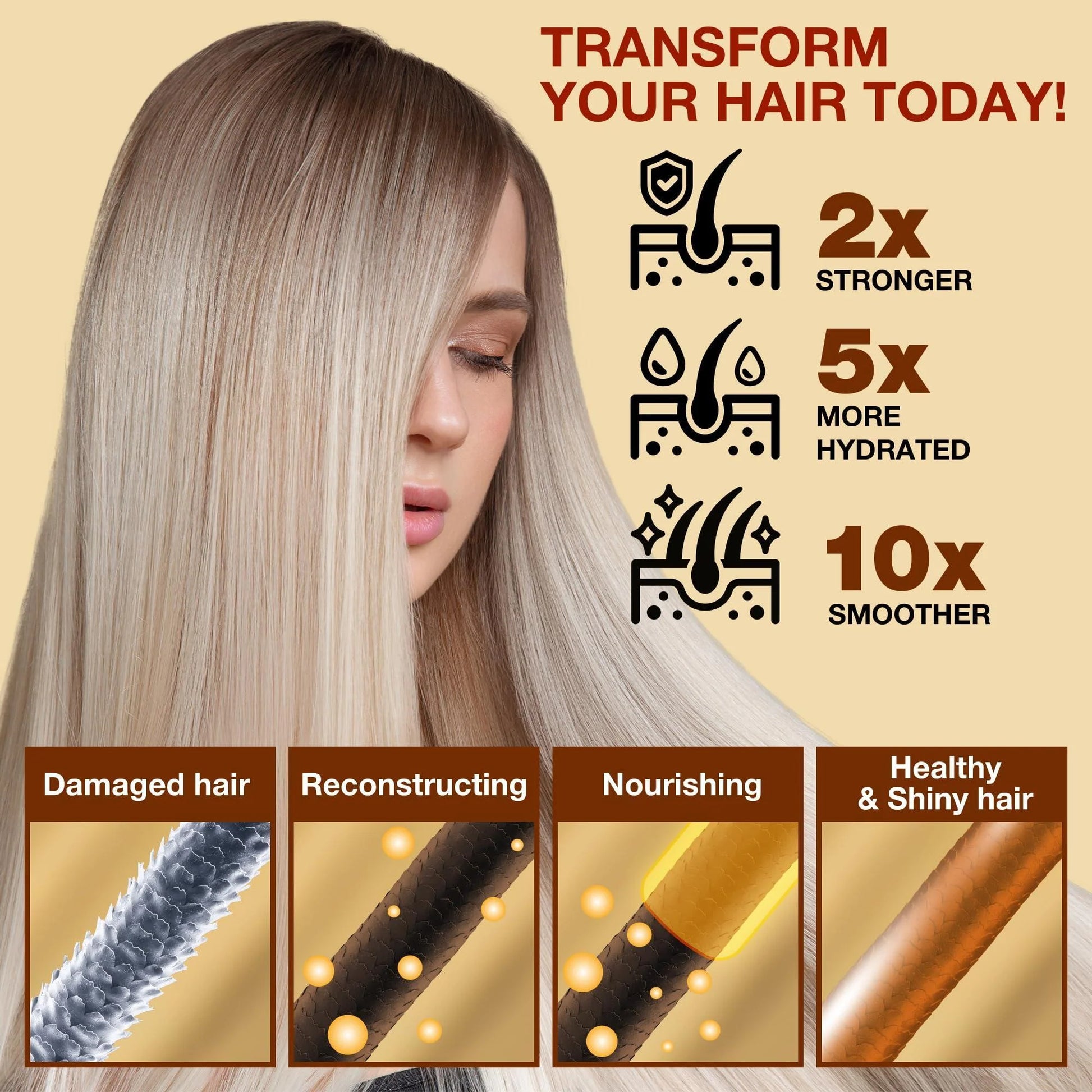 Hair Mask for Dry Damaged Hair with Collagen Biotin Argan Oil Helps Repair Hair