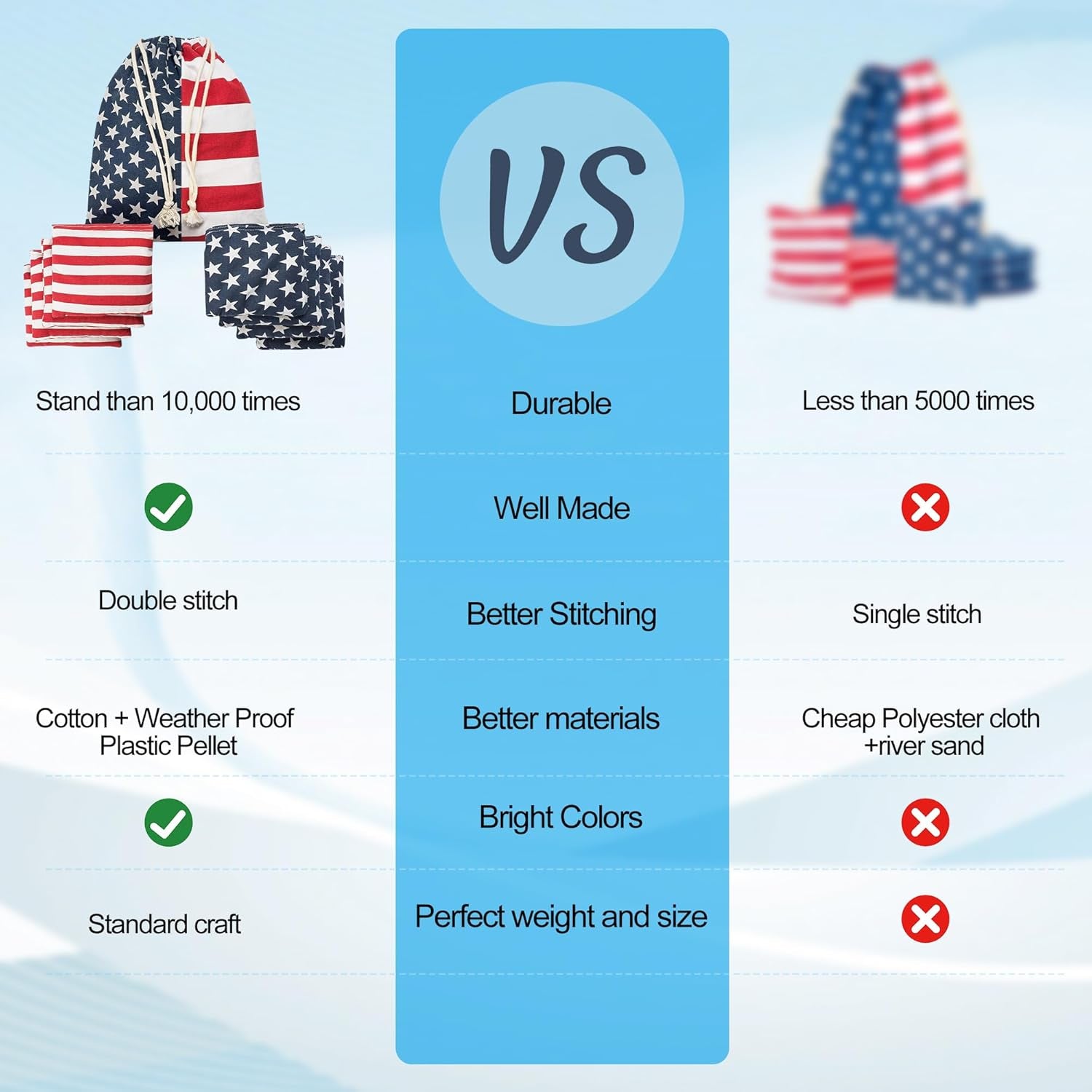Cornhole Bean Bags Regulation: American Flag Corn Hole Beanbags Toss Game Set 8 Star and Stripes Outdoor Teams Tournaments Summer