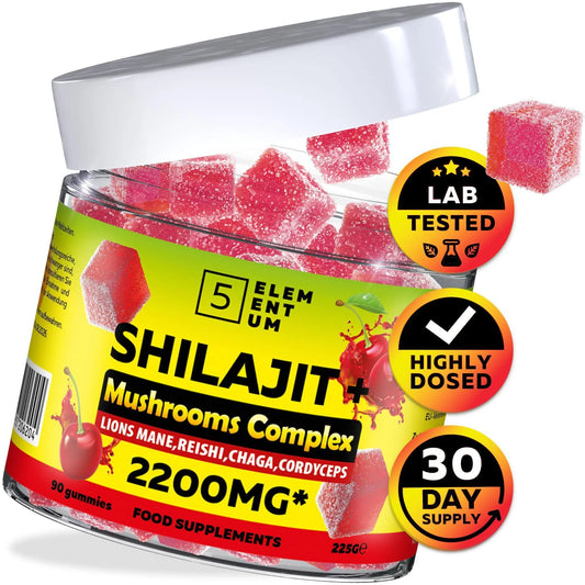 Natural Shilajit Organic Resin Shilajit Mushrooms Gummies for Men with 85 Trace